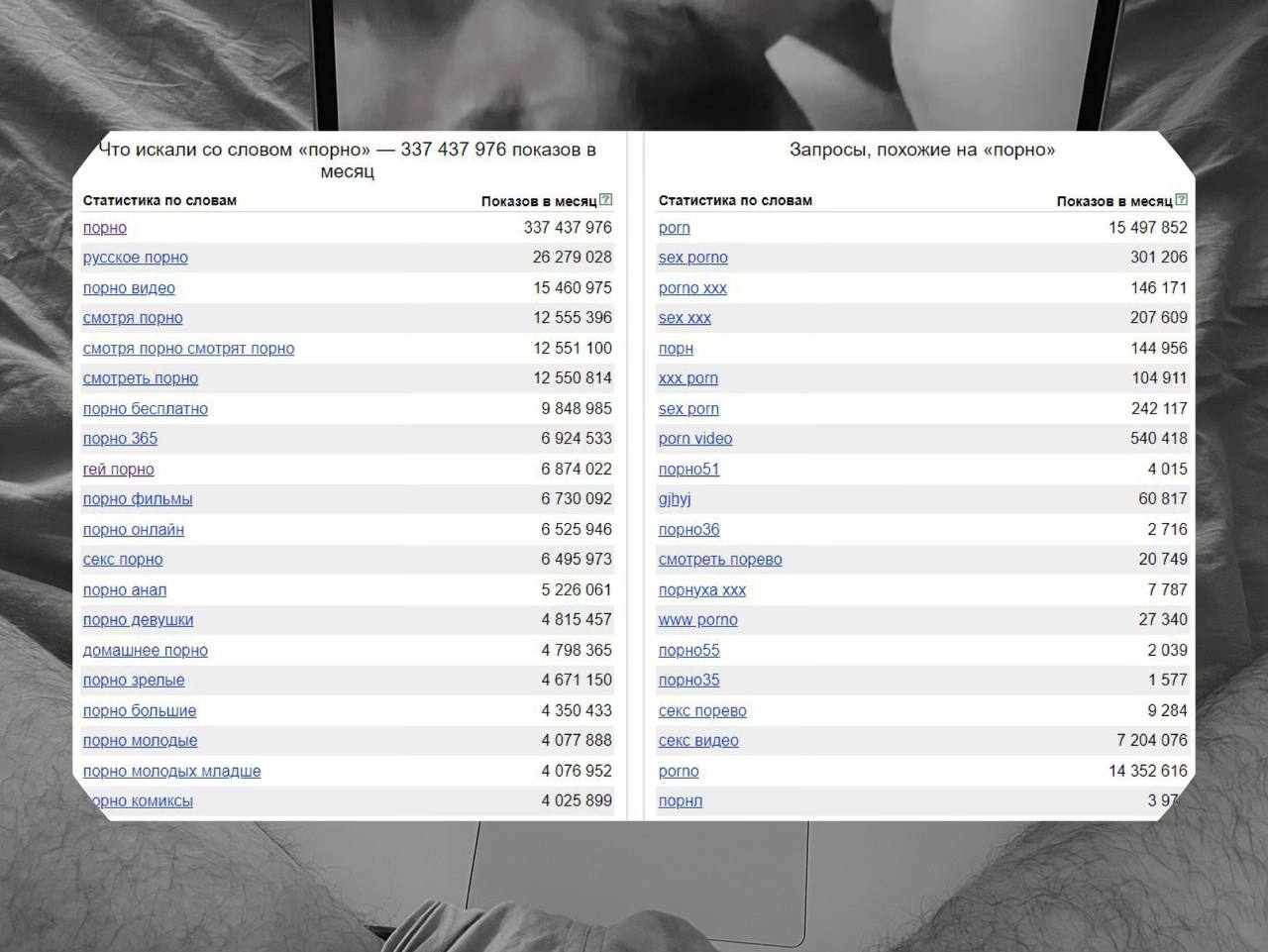 Статистика запросов "гей порно" в России